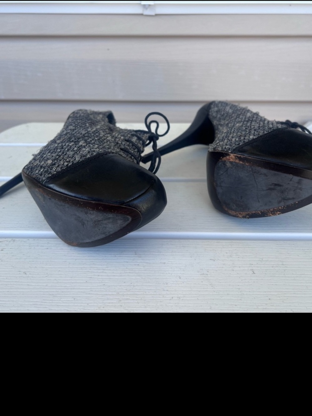 Stuart Weitzman Tweed Lace Up Heels Bootie Oxford Cap Toe Stiletto Size 8 - Picture 6 of 15